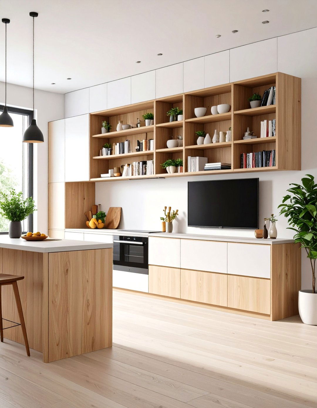 The End of Cabinet Bookshelf TV - 30 kitchen tv ideas