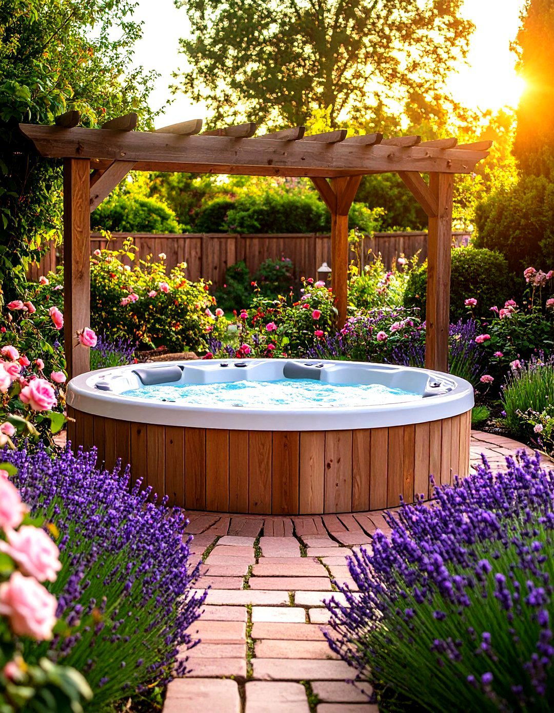 The English Cottage Garden Hot Tub - 30 hot tub patio ideas