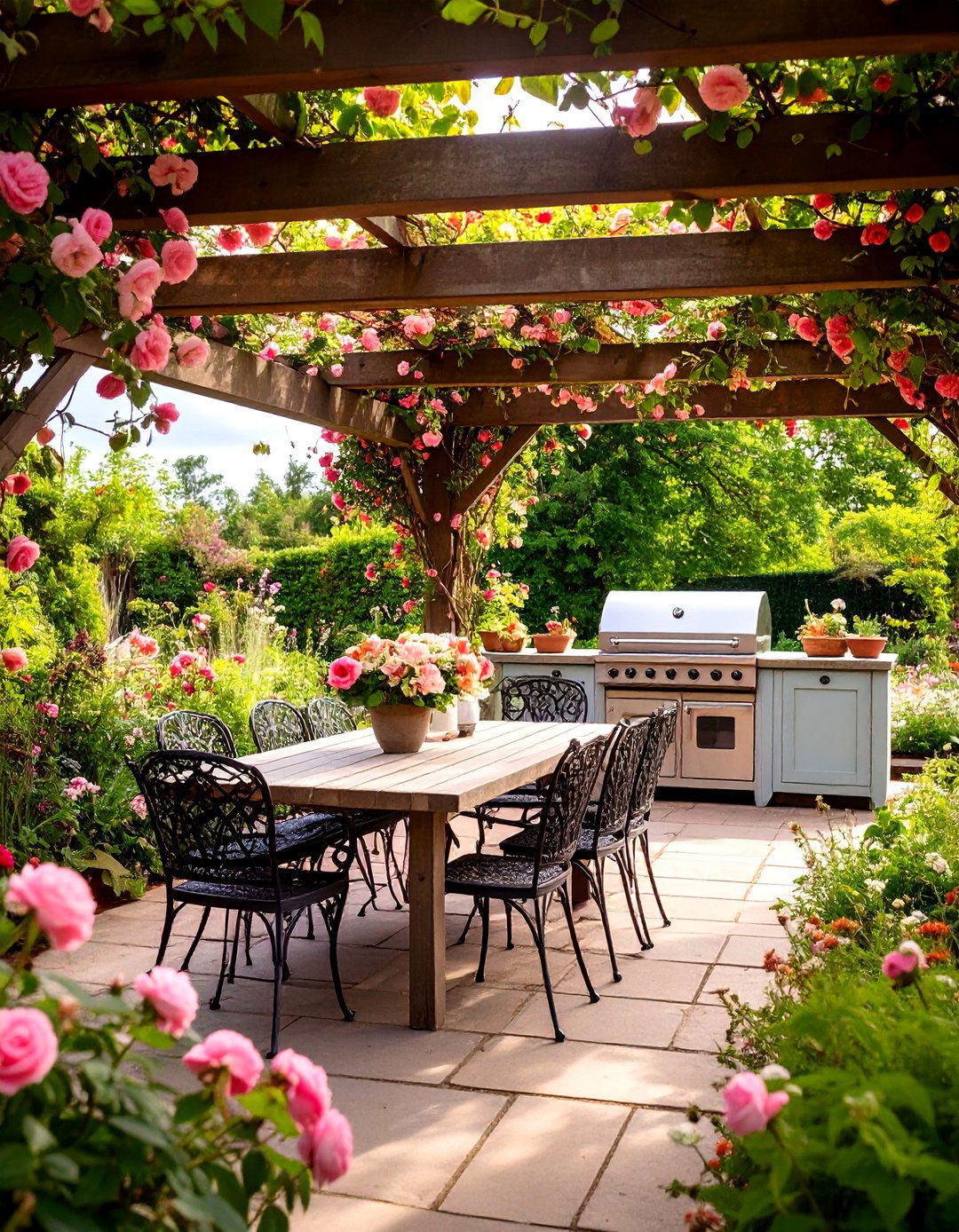 The English Country Garden Kitchen - 30 backyard covered outdoor kitchen ideas