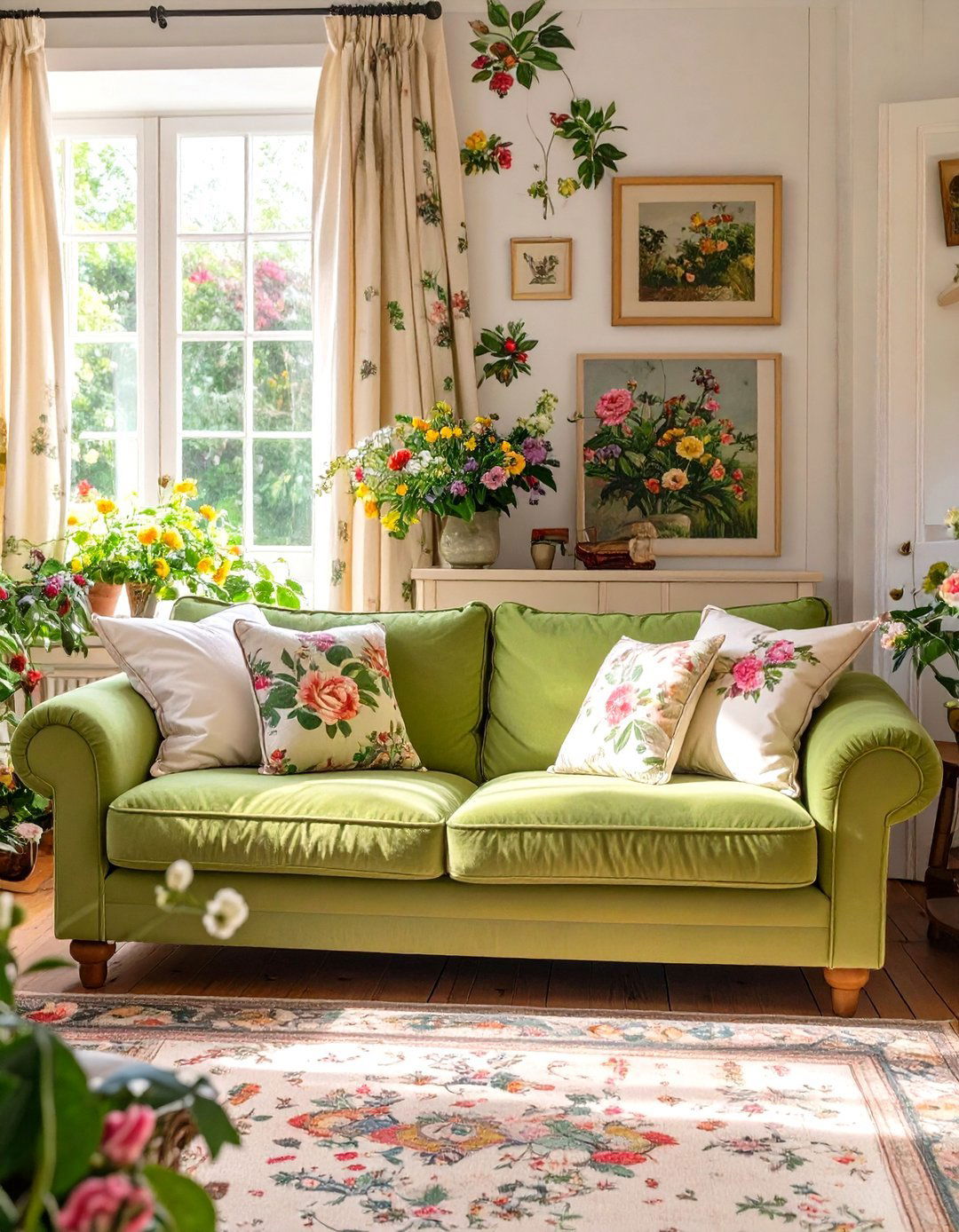 The English Country Garden Living Room - 30 olive green sofa living room ideas
