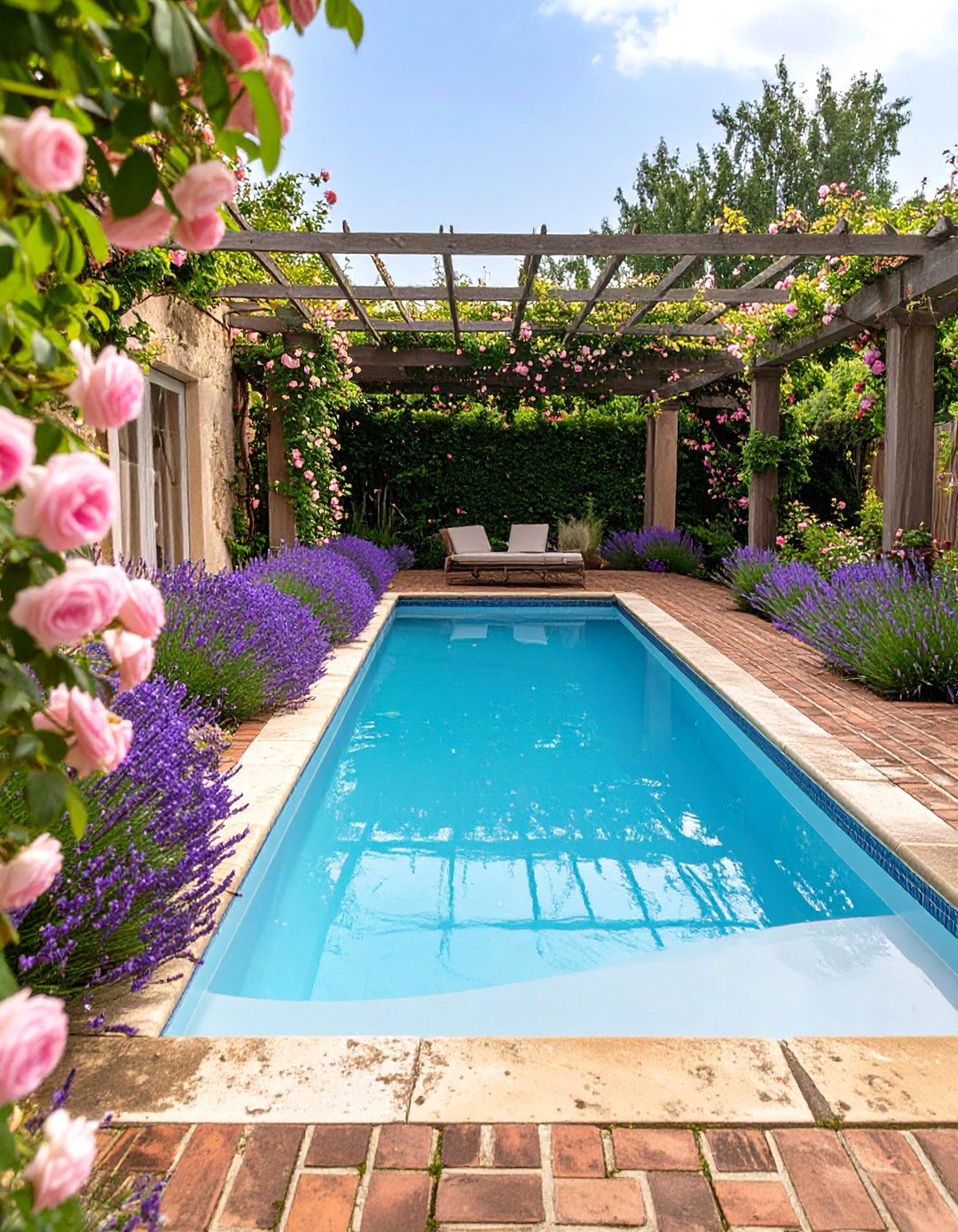 The English Country Garden Pool Setting - 30 backyard pool landscaping ideas