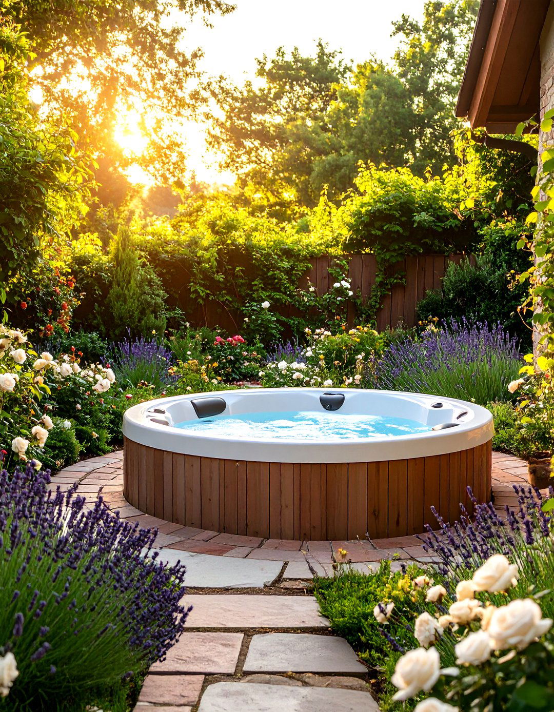 The English Country Garden Setting - 30 backyard hot tub ideas