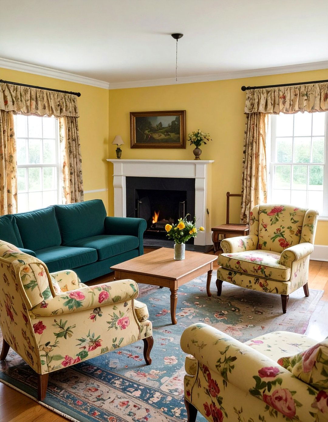 The English Countryside Living Room - 30 dark green sofa living room ideas