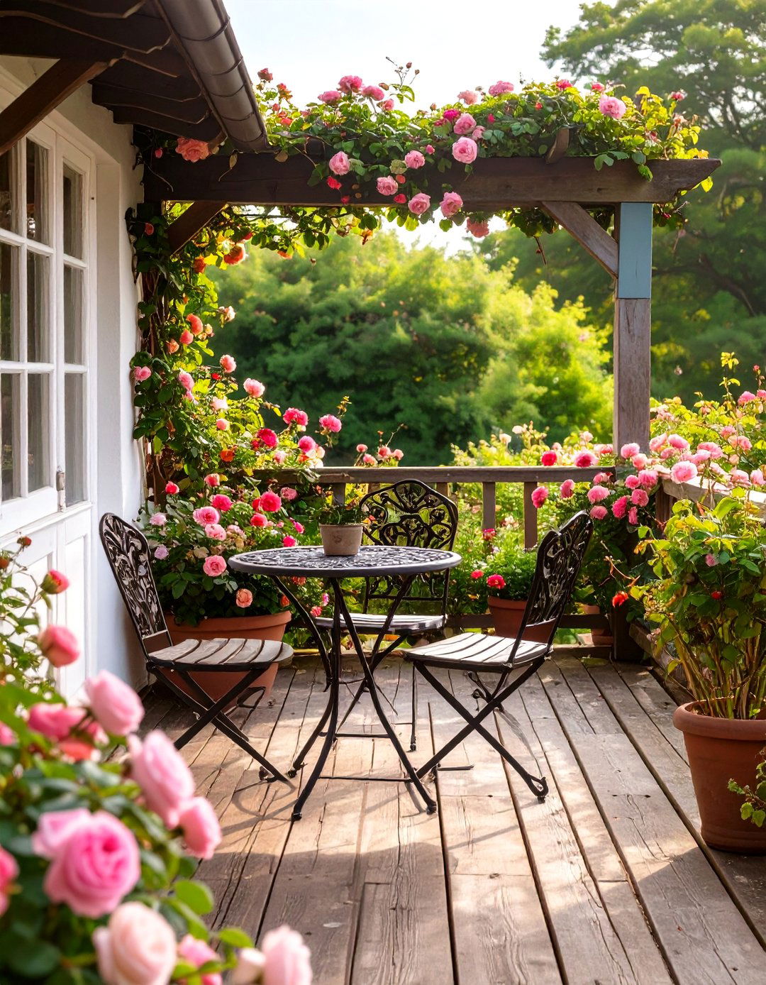 The English Garden Cottage Deck - 30 back deck ideas