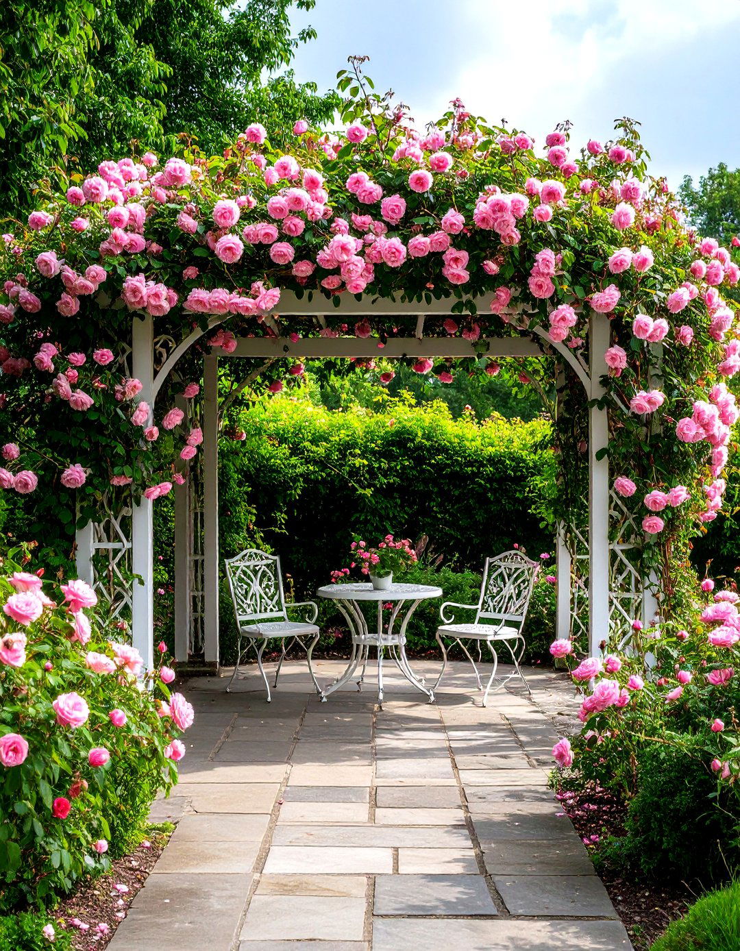 The English Garden Rose Covered Pergola - 30 extension patio roof ideas