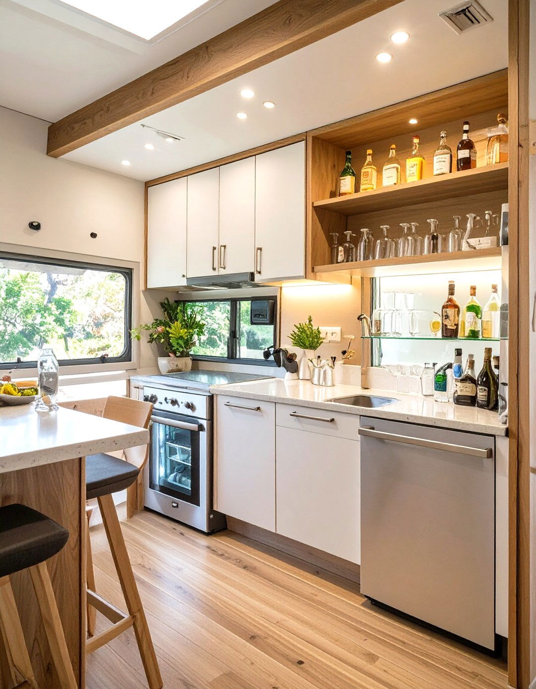 The Entertainers Kitchen with a Bar - 30 mobile home kitchen ideas