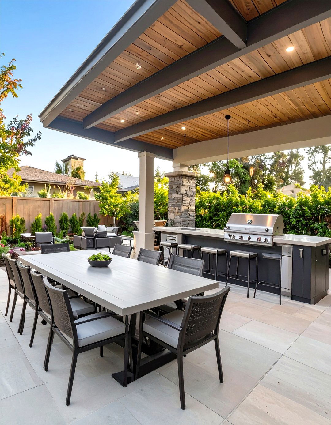 The Entertainers Patio with Outdoor Kitchen - 30 covered patio ideas attached to house