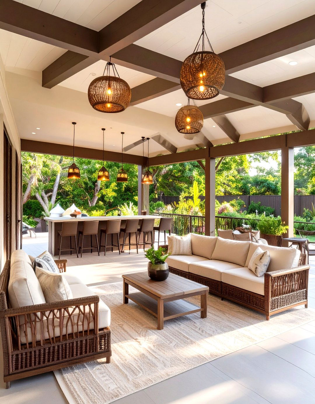 The Entertainers Porch with a Bar - 30 modern screened in porch ideas