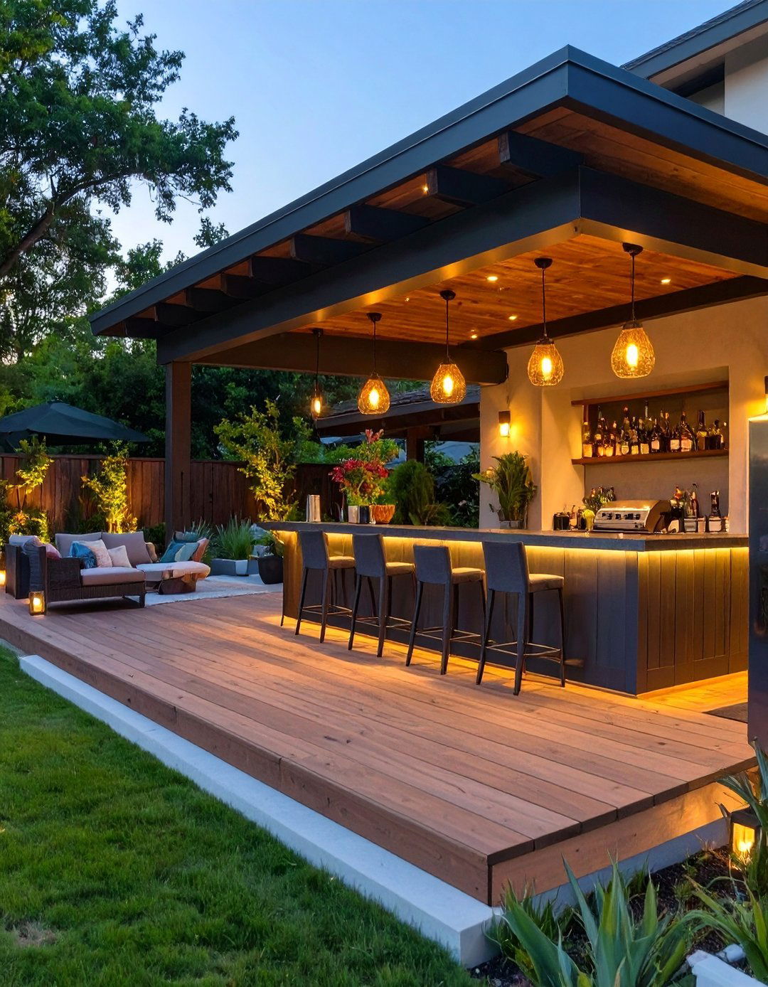 The Entertainment Deck with a Bar - 30 deck ideas with roof
