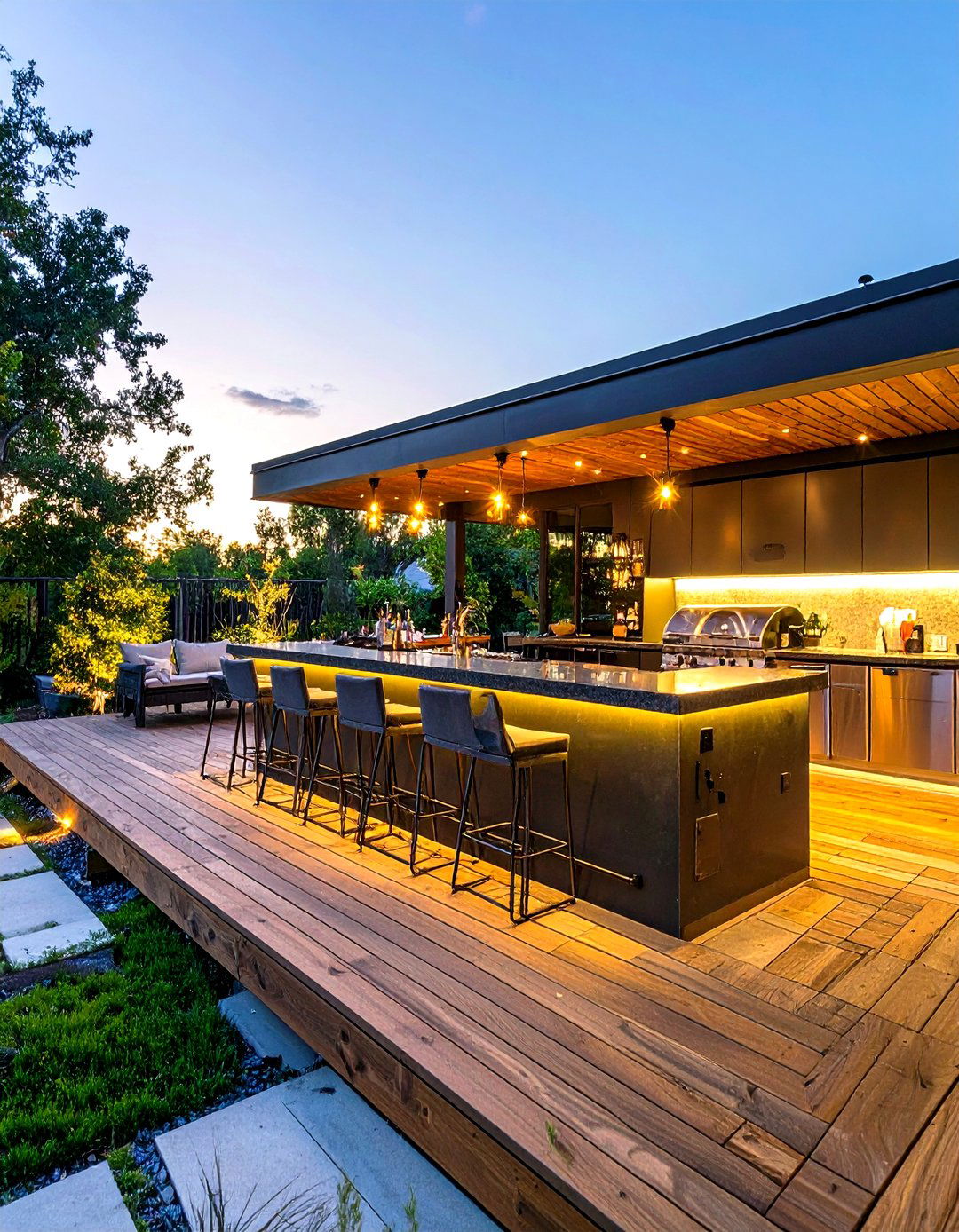 The Entertainment Hub Deck with Bar - 30 floating deck ideas