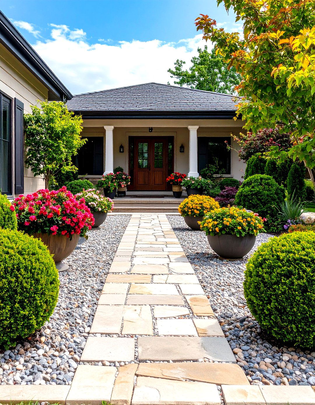 The Entryway Courtyard Gravel Patio - 30 gravel patio ideas
