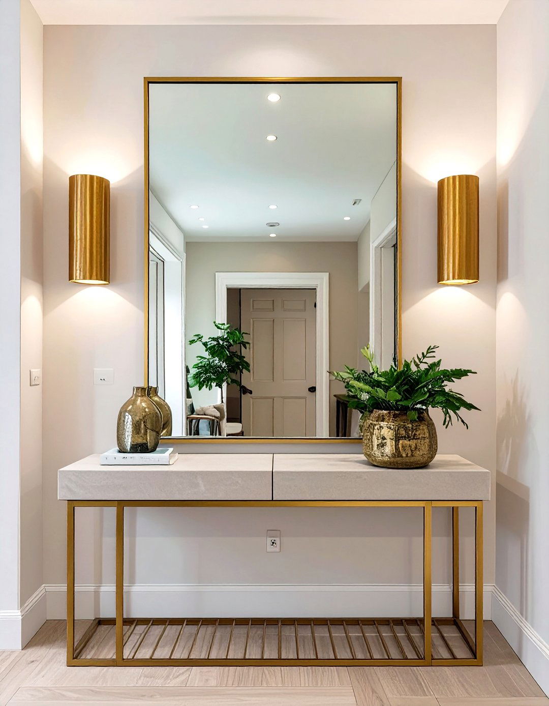 The Entryway Mirror with Integrated Lighting Sconces - 30 modern entryway mirror ideas