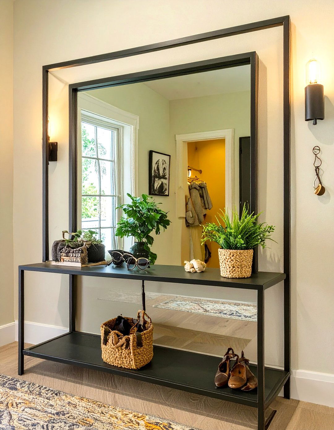 The Entryway Mirror with Integrated Shelf - 30 modern entryway mirror ideas
