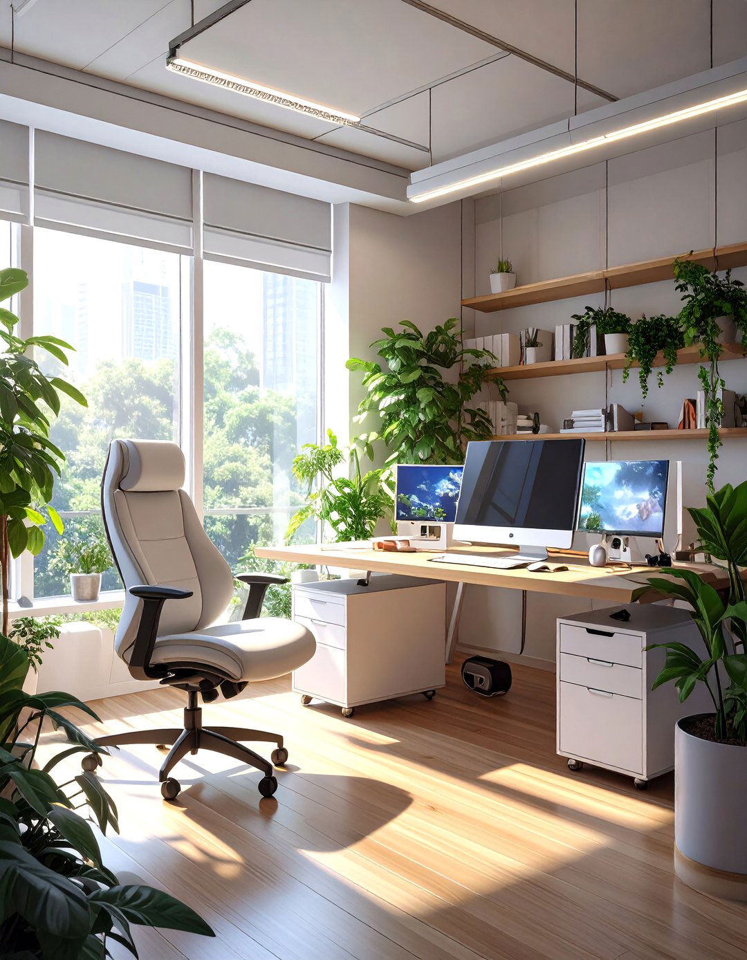 The Ergonomic AI Health Hub - 30 ai home office setup ideas