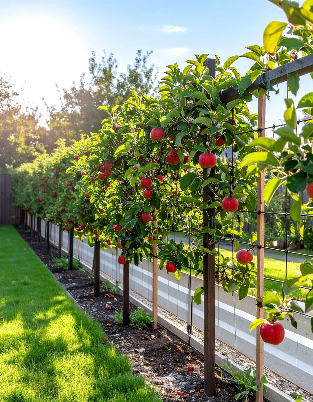 The Espalier Fruit Tree Fence - 30 backyard privacy fence ideas