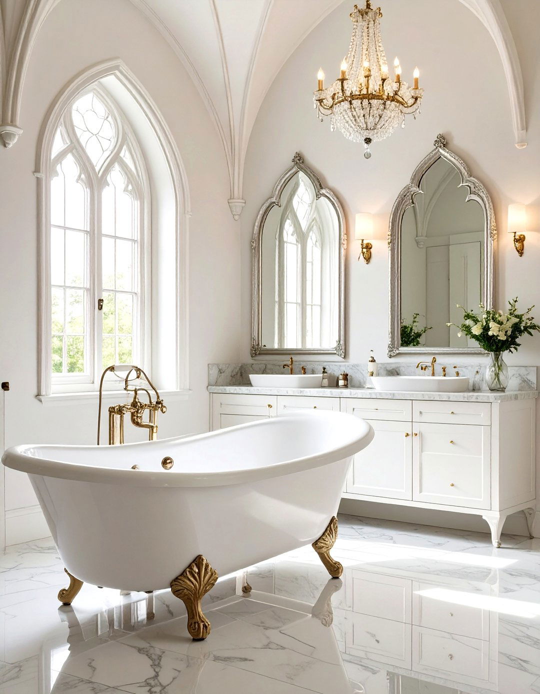 The Ethereal White Gothic Bathroom - 30 modern gothic interior design ideas