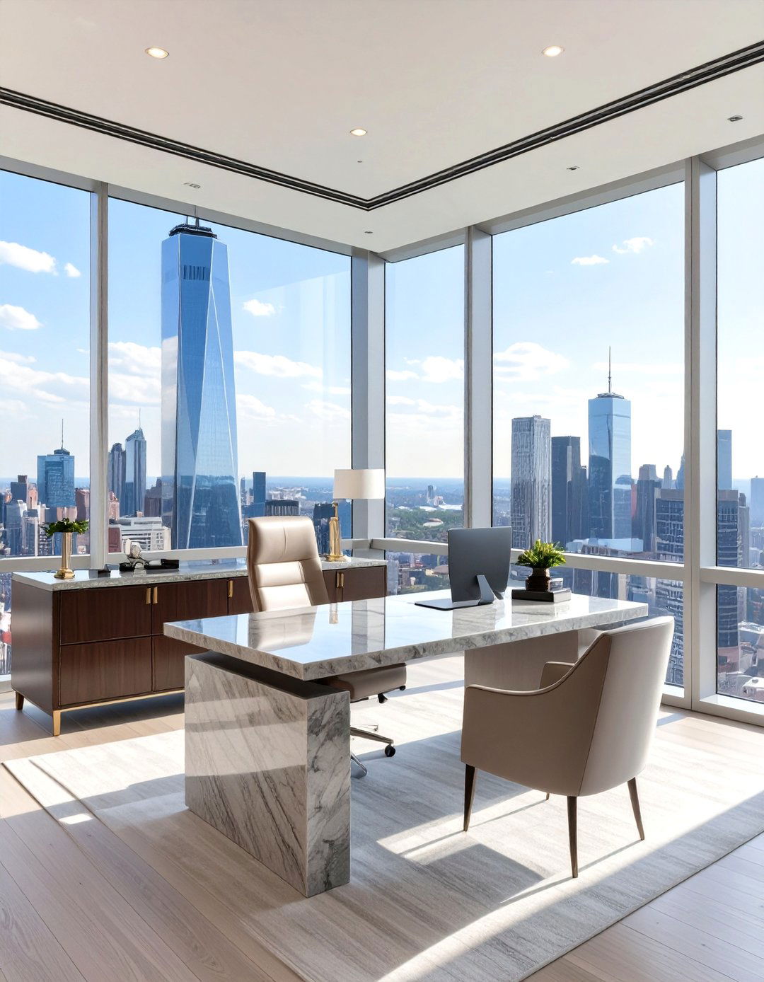 The Executive Corner View Home Office - 30 luxury modern home office ideas