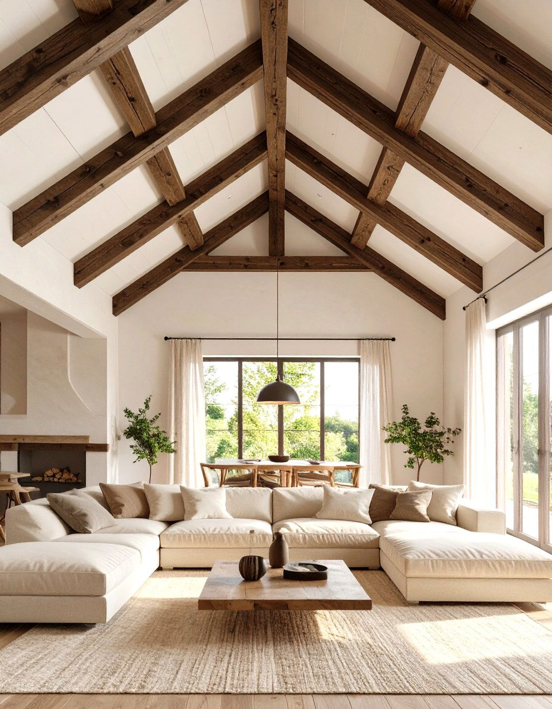 The Exposed Beam Living Room - 30 modern farmhouse living room ideas