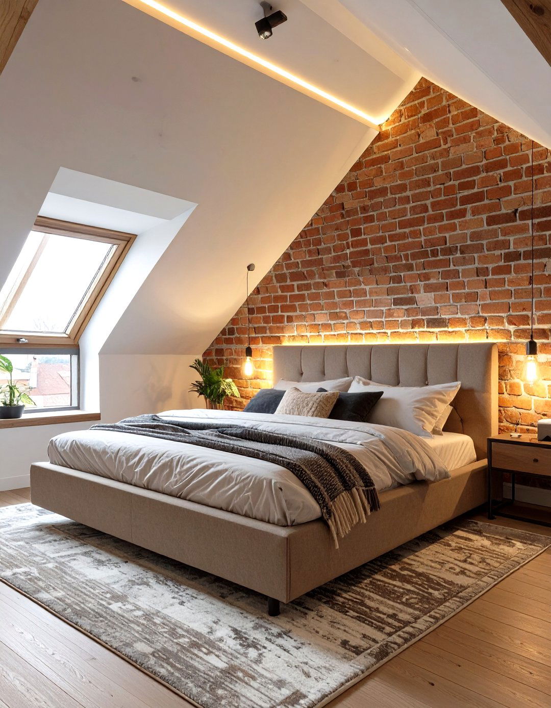 The Exposed Brick Accent Bedroom - 30 attic bedroom ideas