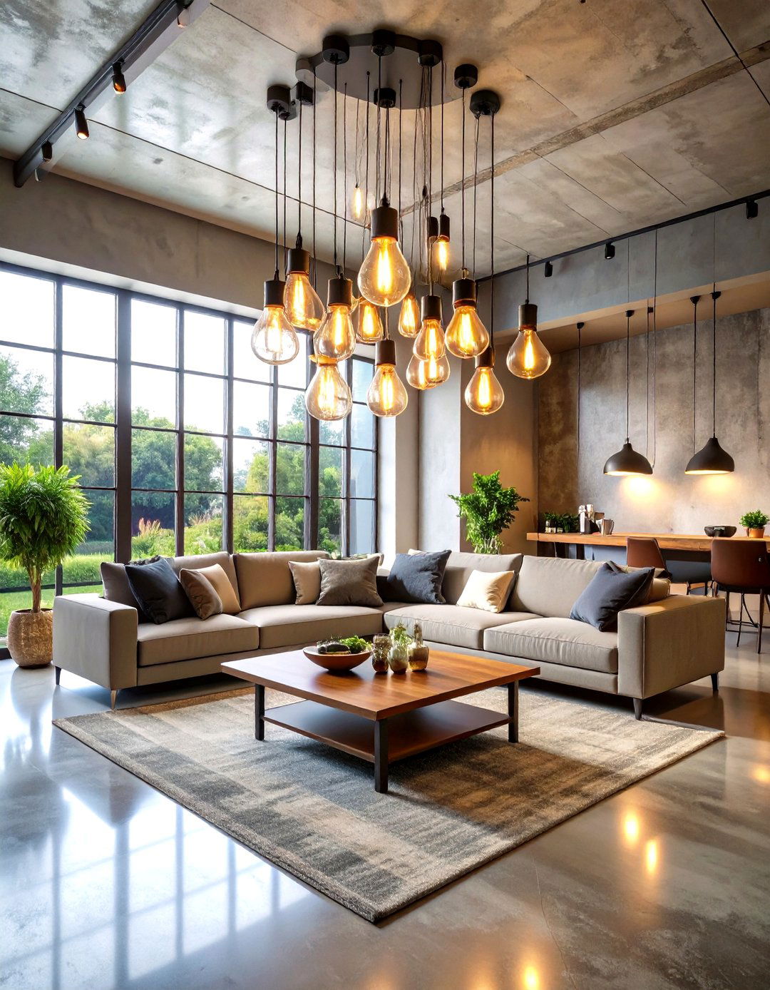 The Exposed Bulb Cluster Chandelier - 30 living room chandelier ideas