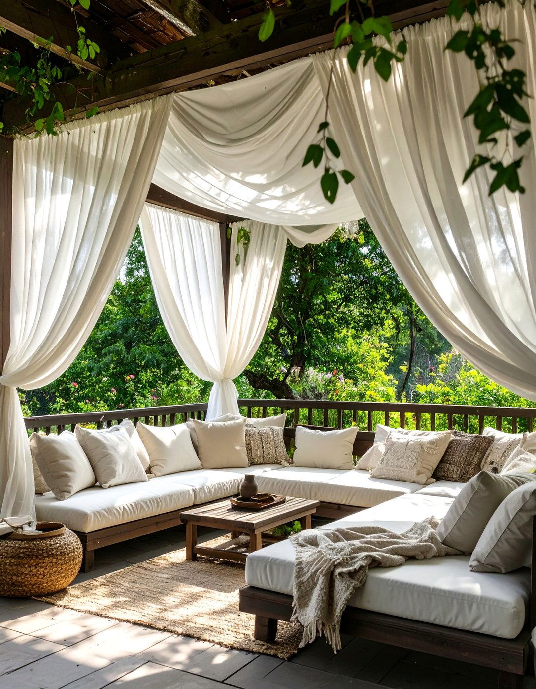 The Fabric Draped Canopy Porch - 30 back porch ideas on a budget
