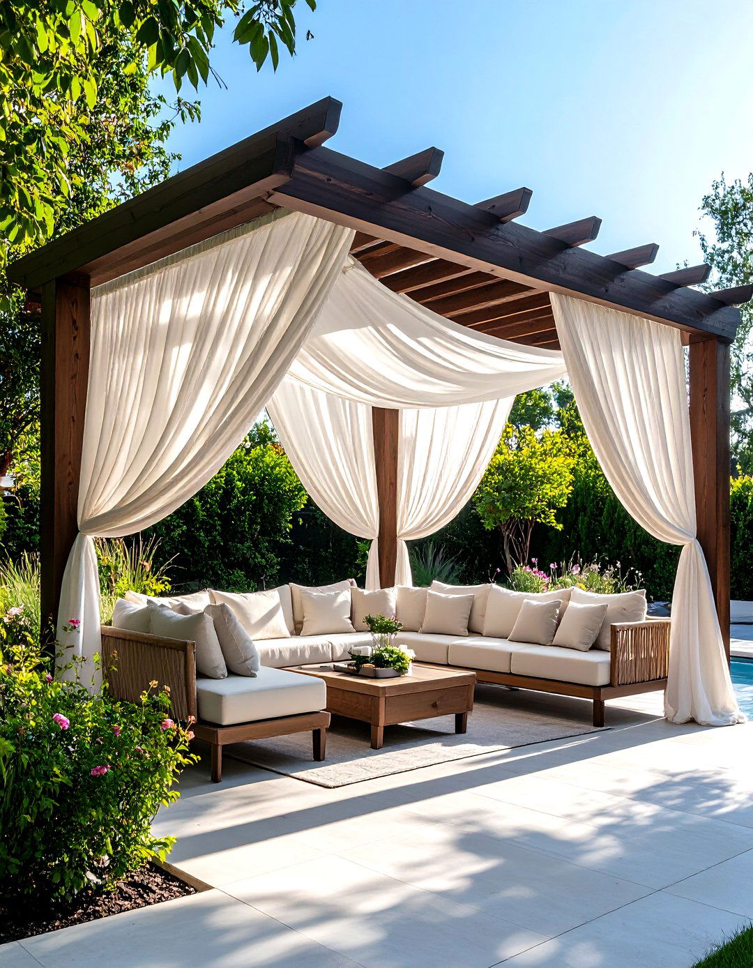 The Fabric Draped Pergola - 30 extension patio roof ideas