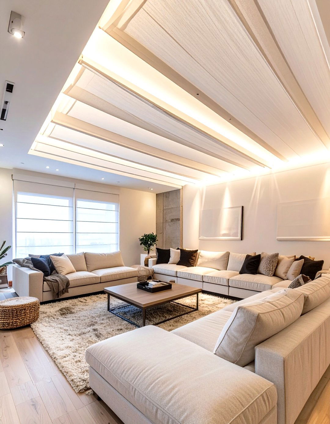 The Fabric Sail Shade Ceiling - 30 cheap basement ceiling ideas