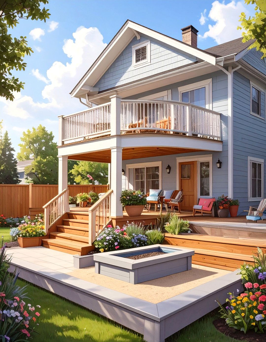 The Family Friendly Activity Zone Deck - 30 multi level deck ideas