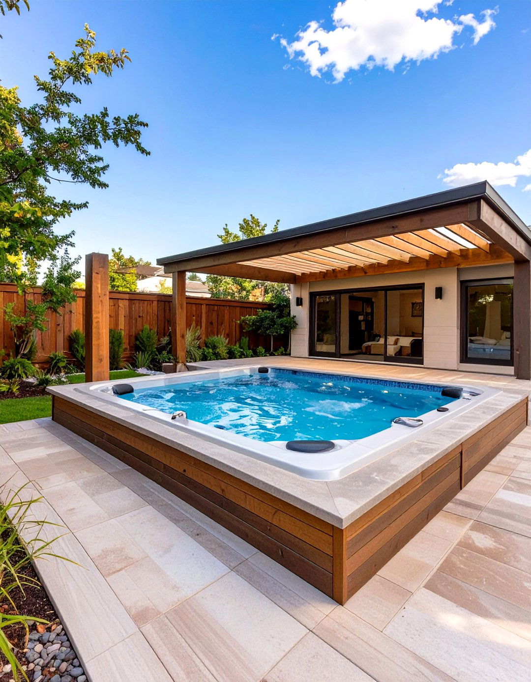 The Family Friendly Fun Zone Deck - 30 backyard swim spa deck ideas