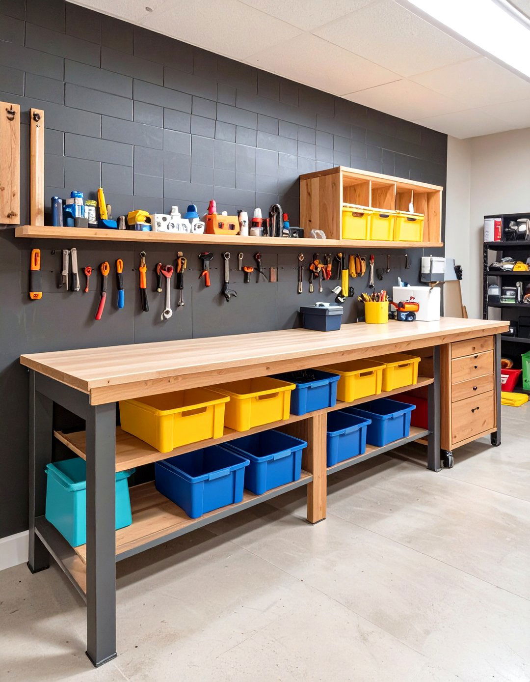 The Family Project Center Garage Workbench - 30 garage work bench ideas