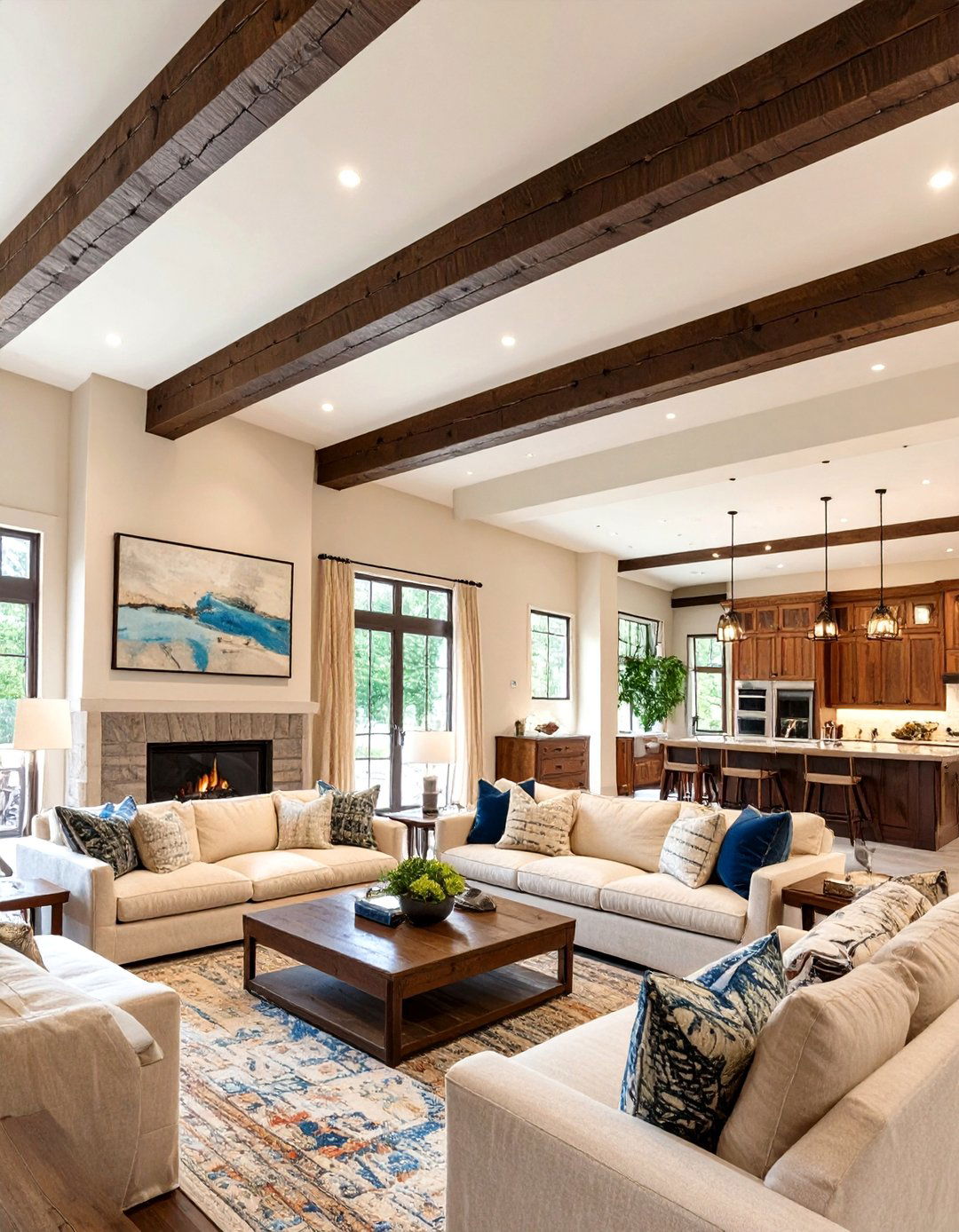 The Family Room with Exposed Beams - 30 arts and crafts interior design ideas