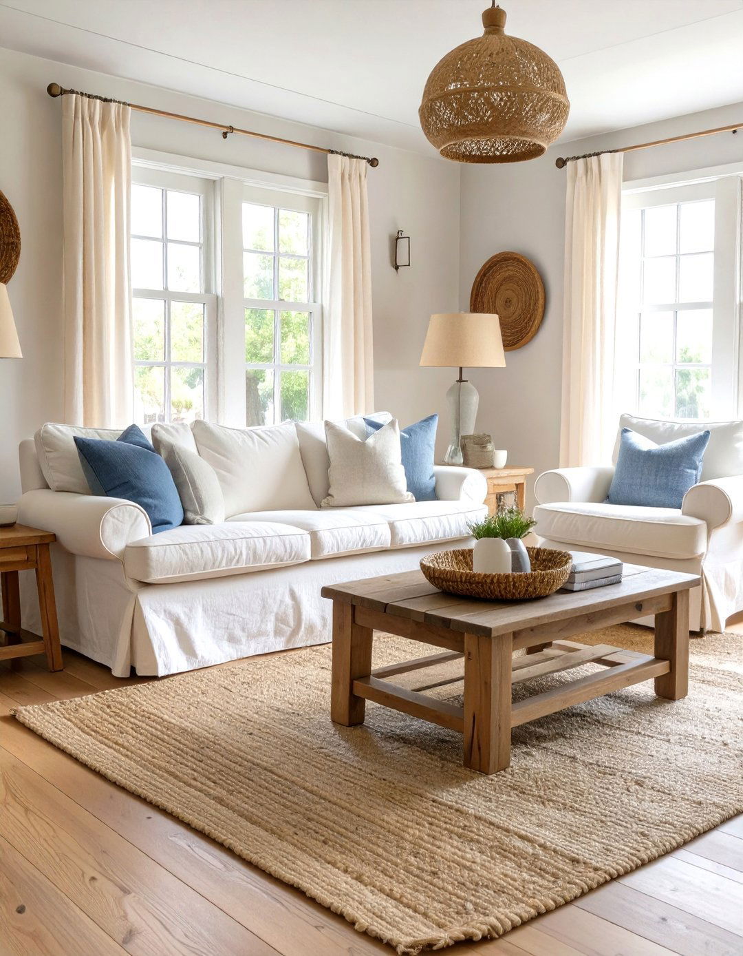 The Family Room with Slipcovered Furniture - 30 cape cod interior design ideas