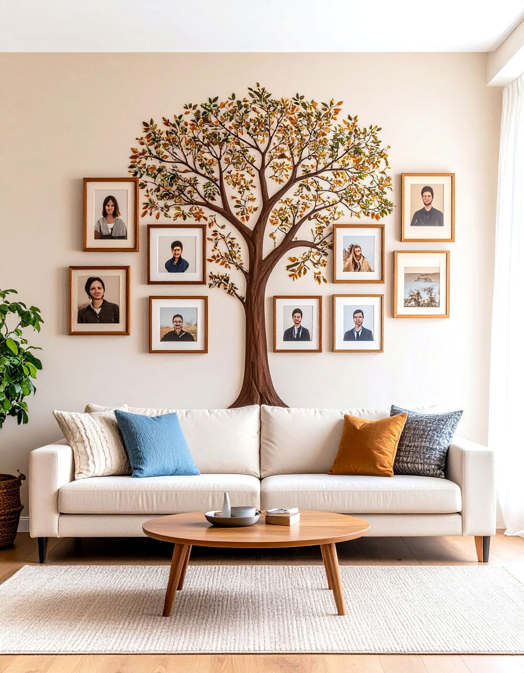 The Family Tree Photo Wall - 30 living room photo wall ideas