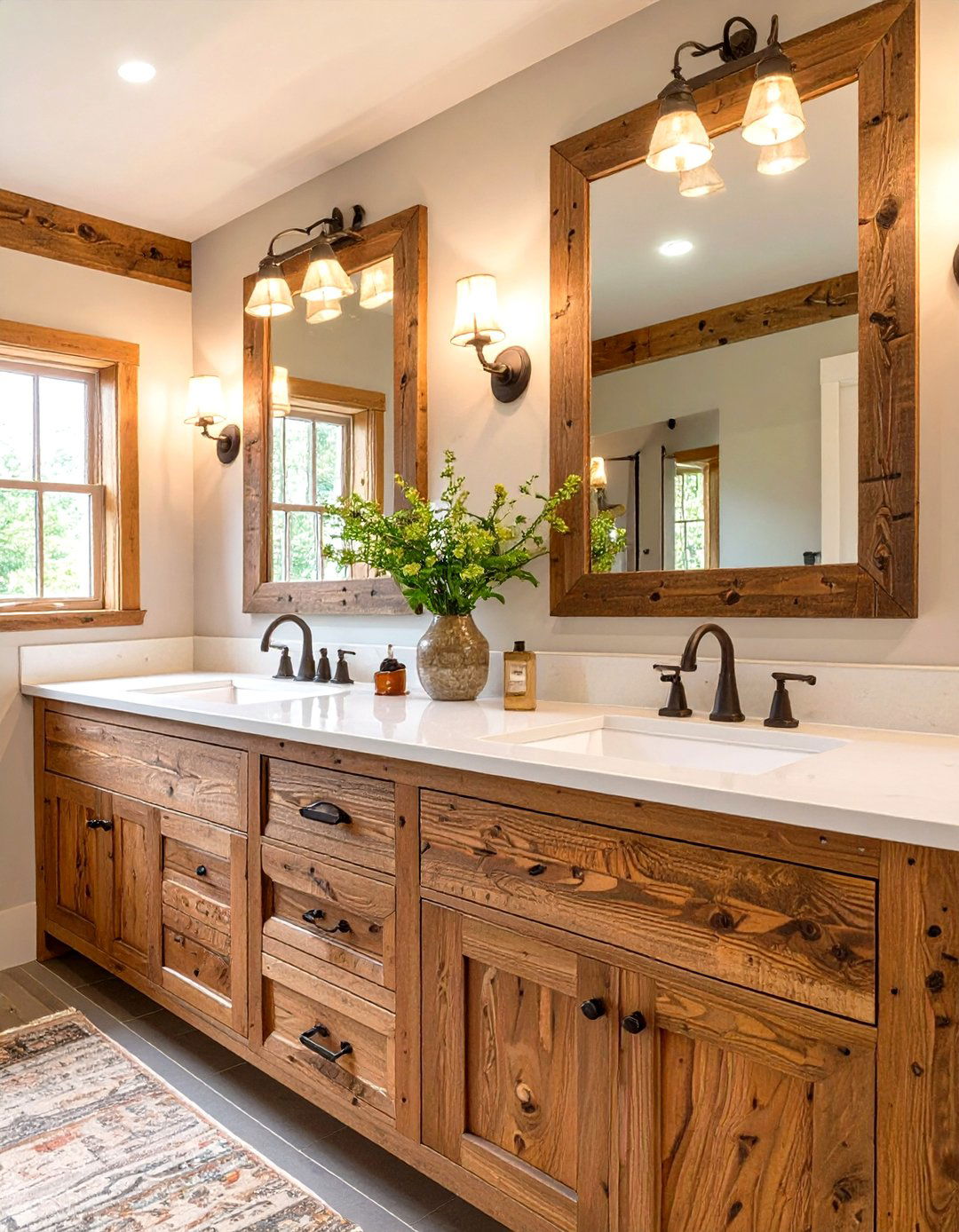 The Farmhouse Bathroom with Double Vanity - 30 farmhouse bathroom decor ideas
