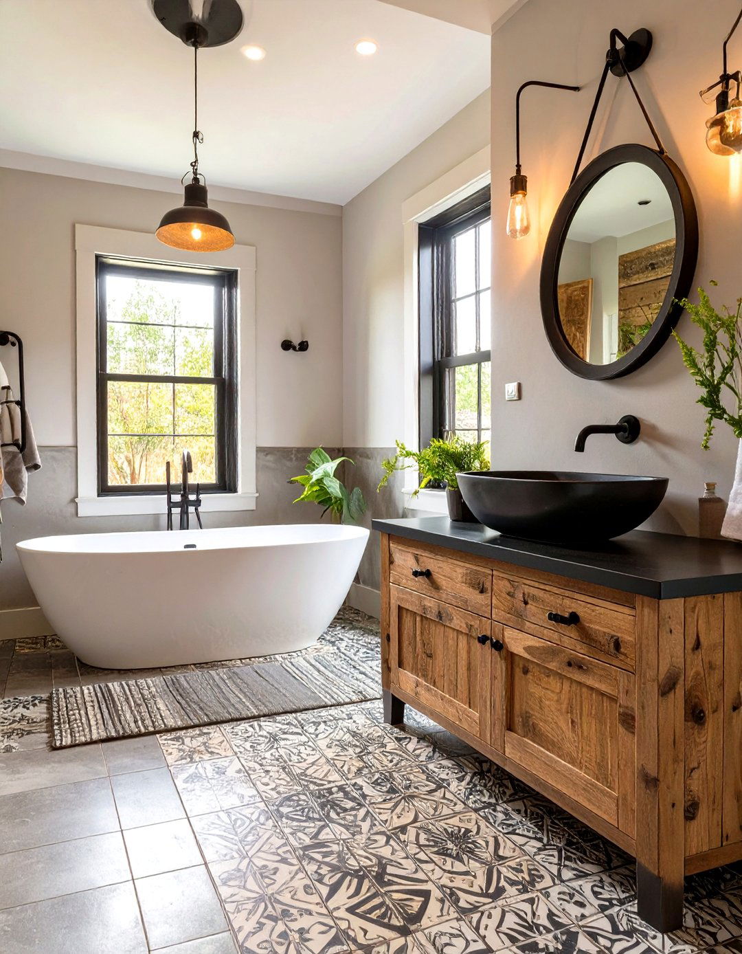 The Farmhouse Bathroom with Modern Fixtures - 30 modern farm house design ideas
