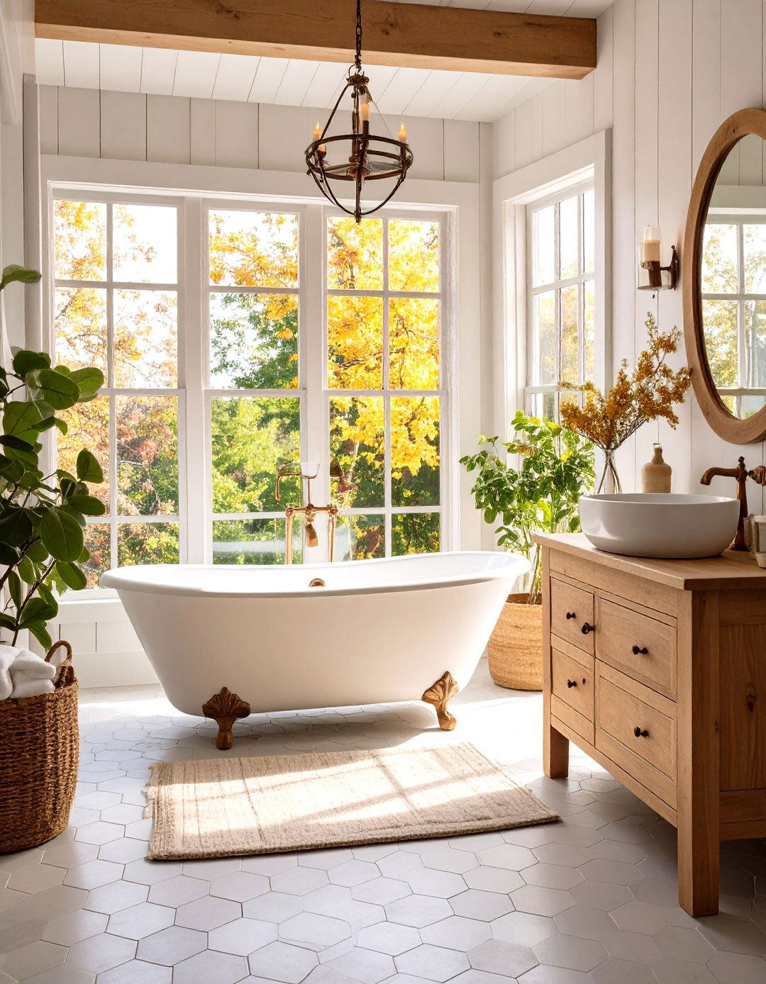 The Farmhouse Bathroom with a Freestanding Tub - 30 farm house design ideas