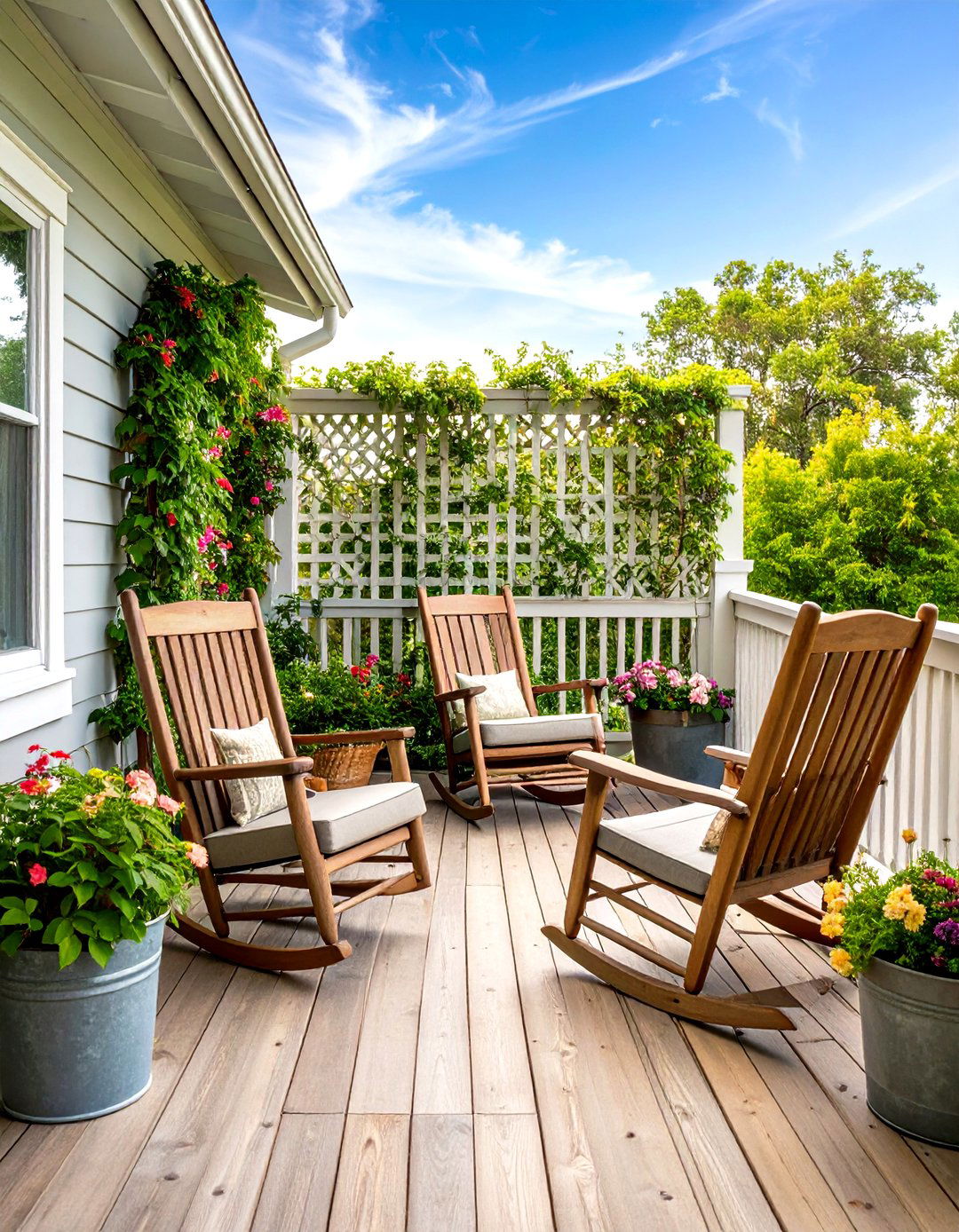 The Farmhouse Charm with Lattice and Vines - 30 deck privacy screen ideas