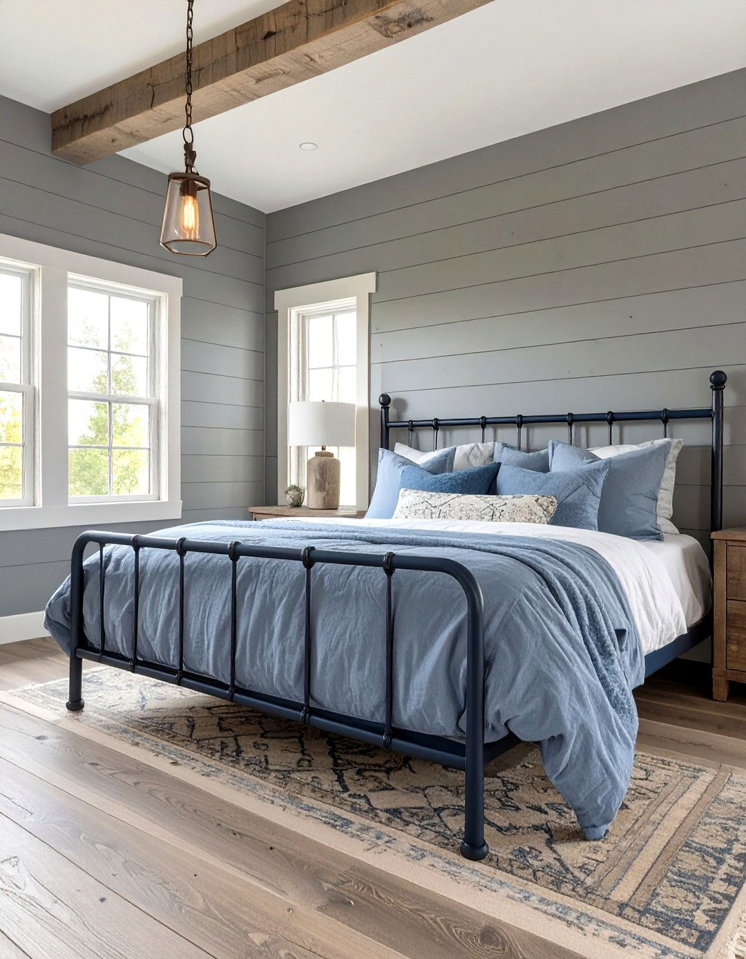The Farmhouse Fresh Bedroom - 30 navy blue and grey bedroom ideas