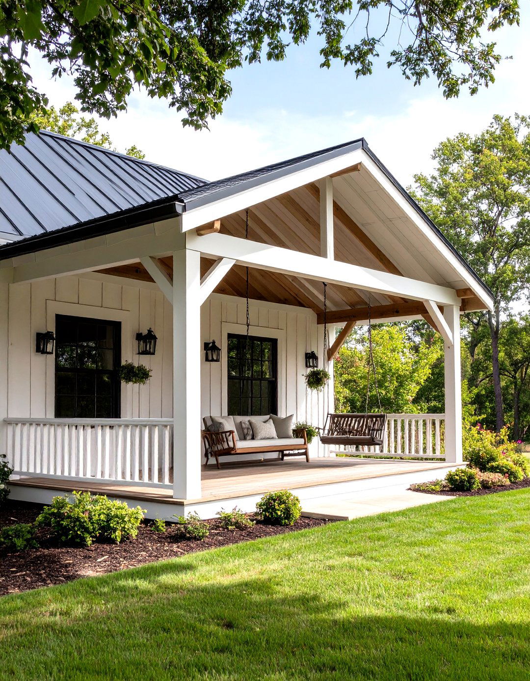 The Farmhouse Gabled Awning - 30 front porch awning ideas