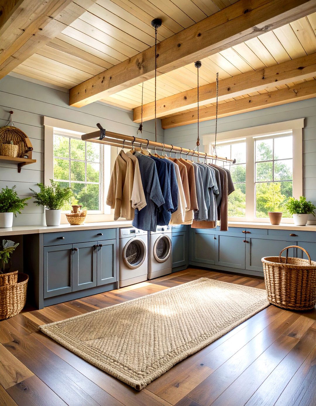 The Farmhouse Pulley Laundry Room Rack - 30 laundry room drying rack ideas