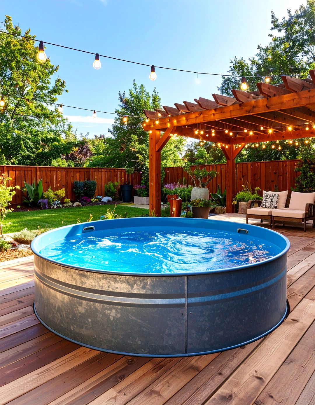 The Farmhouse Style Stock Tank Pool - 30 backyard ideas with pool