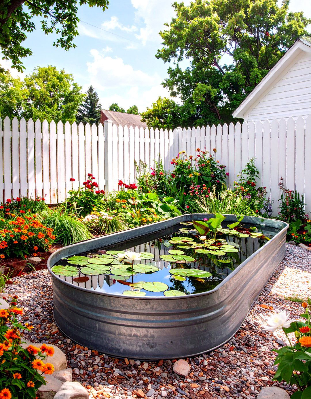 The Farmhouse Trough Pond - 30 backyard pond ideas