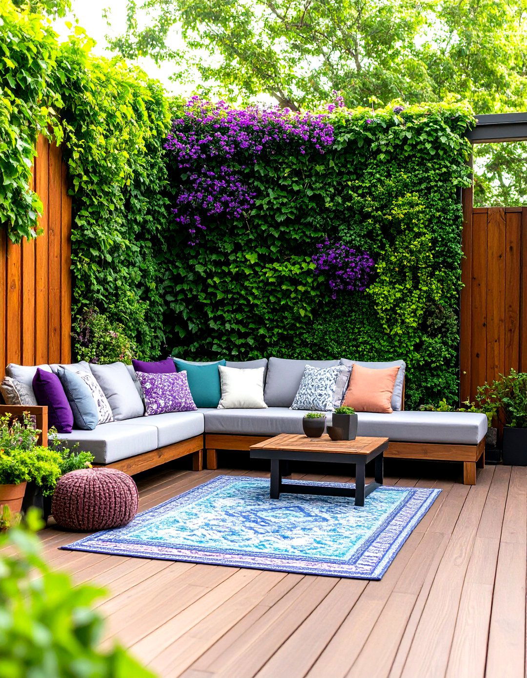 The Faux Ivy Green Wall - 30 deck privacy ideas