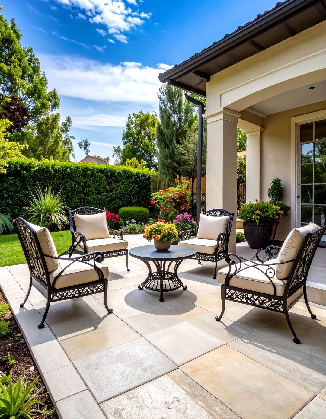 The Faux Stone Finish Patio - 30 inexpensive ways to cover concrete patio ideas