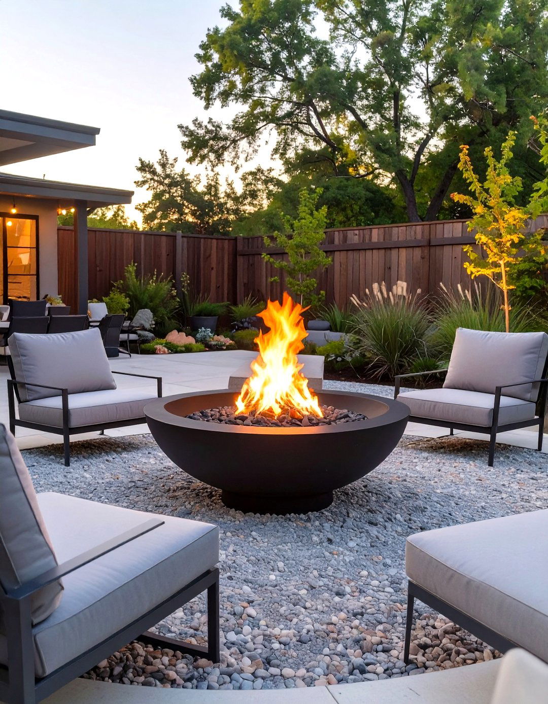 The Fire Bowl Gathering Circle - 30 modern backyard ideas no grass