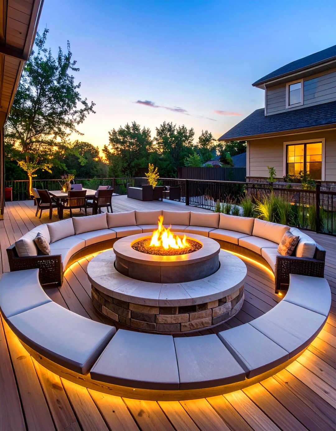The Fire Pit Conversation Hub Deck - 30 deck design tool ideas