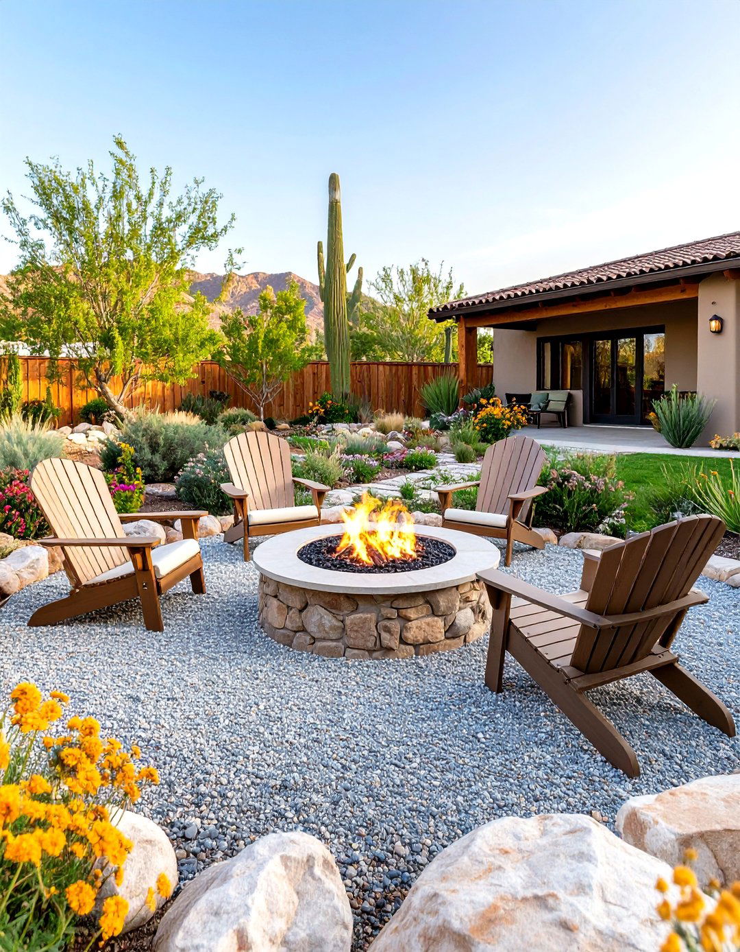 The Fire Pit Gathering Circle - 30 inexpensive desert landscaping ideas