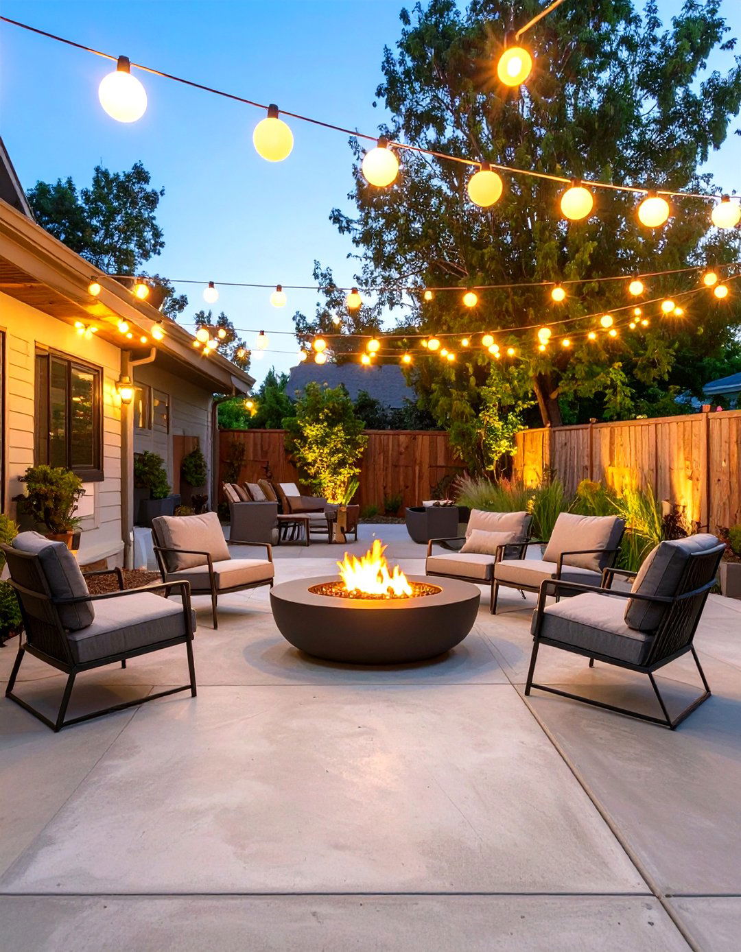 The Fire Pit Gathering Spot - 30 concrete patio ideas on a budget