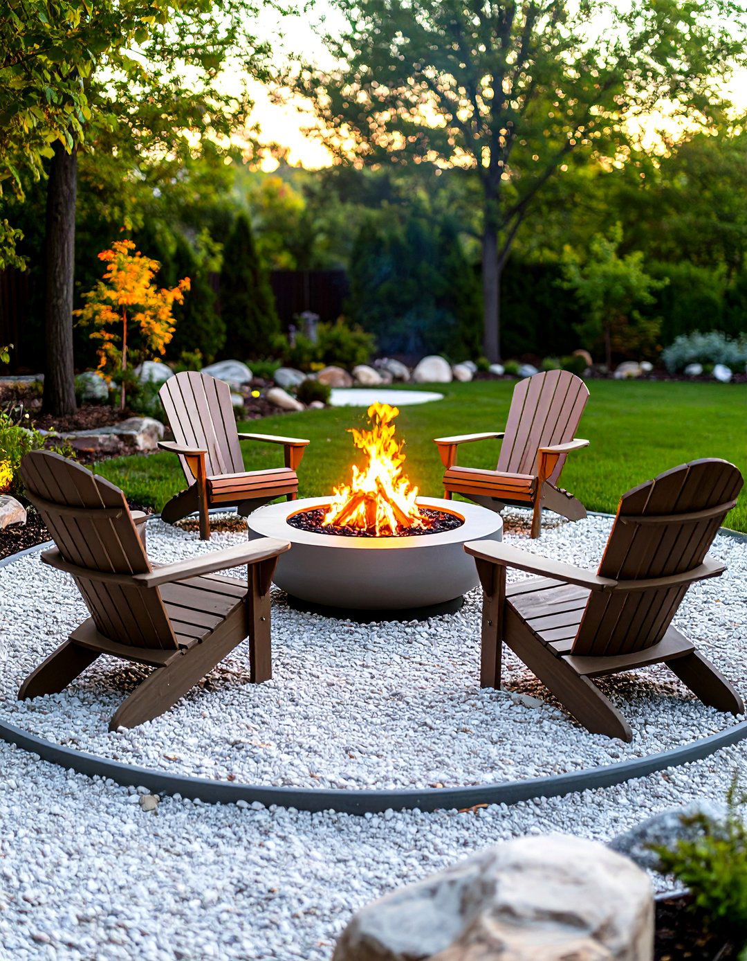 The Fire Pit Gathering Spot on Pea Gravel - 30 gravel backyard ideas