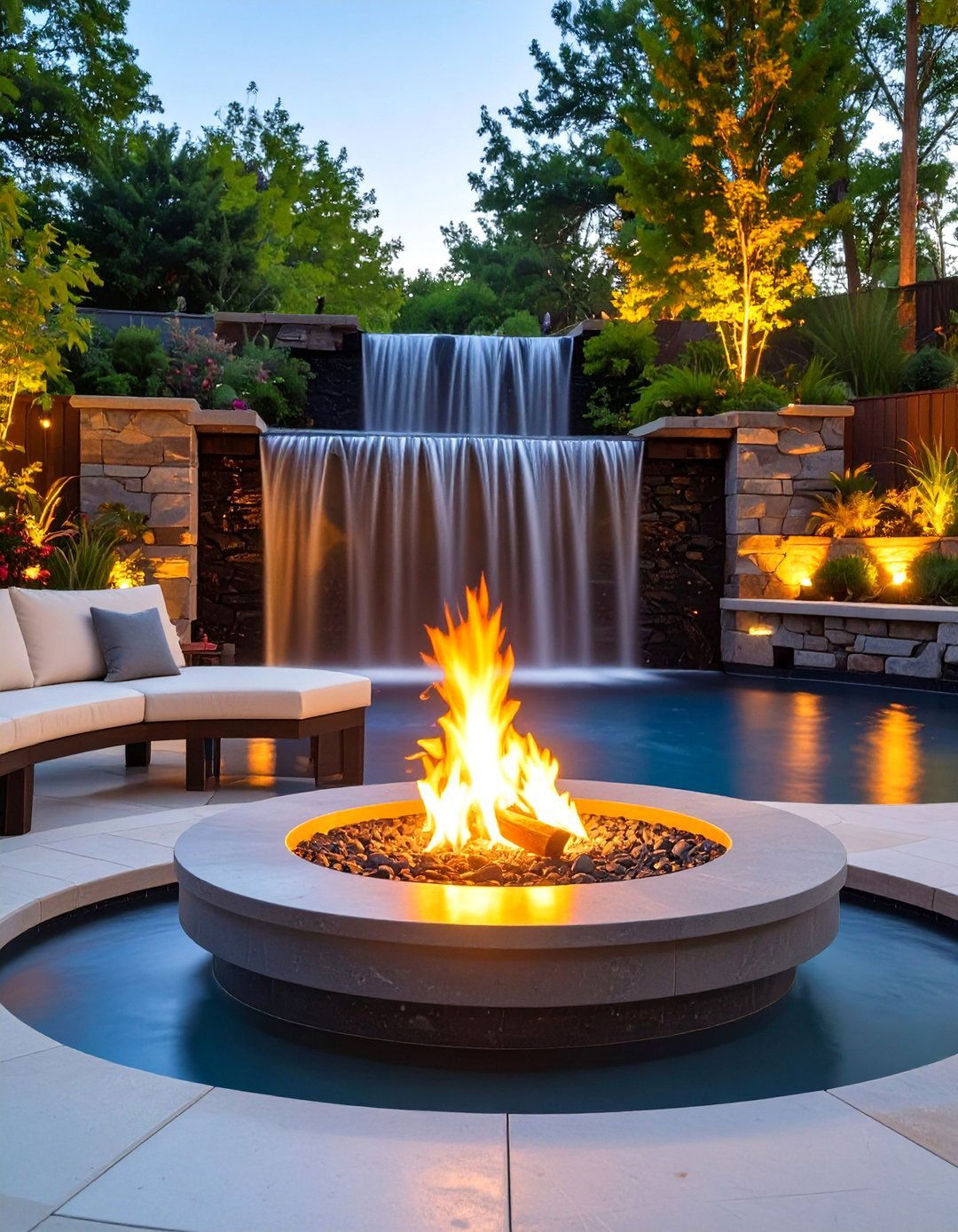 The Fire and Water Fountain - 30 ai waterfall garden ideas